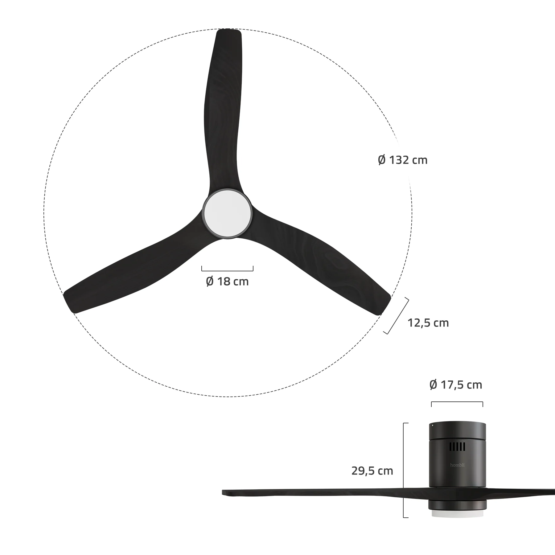 Hombli Smart Ceiling Fan & Light - Black & Black Wood - Image 11