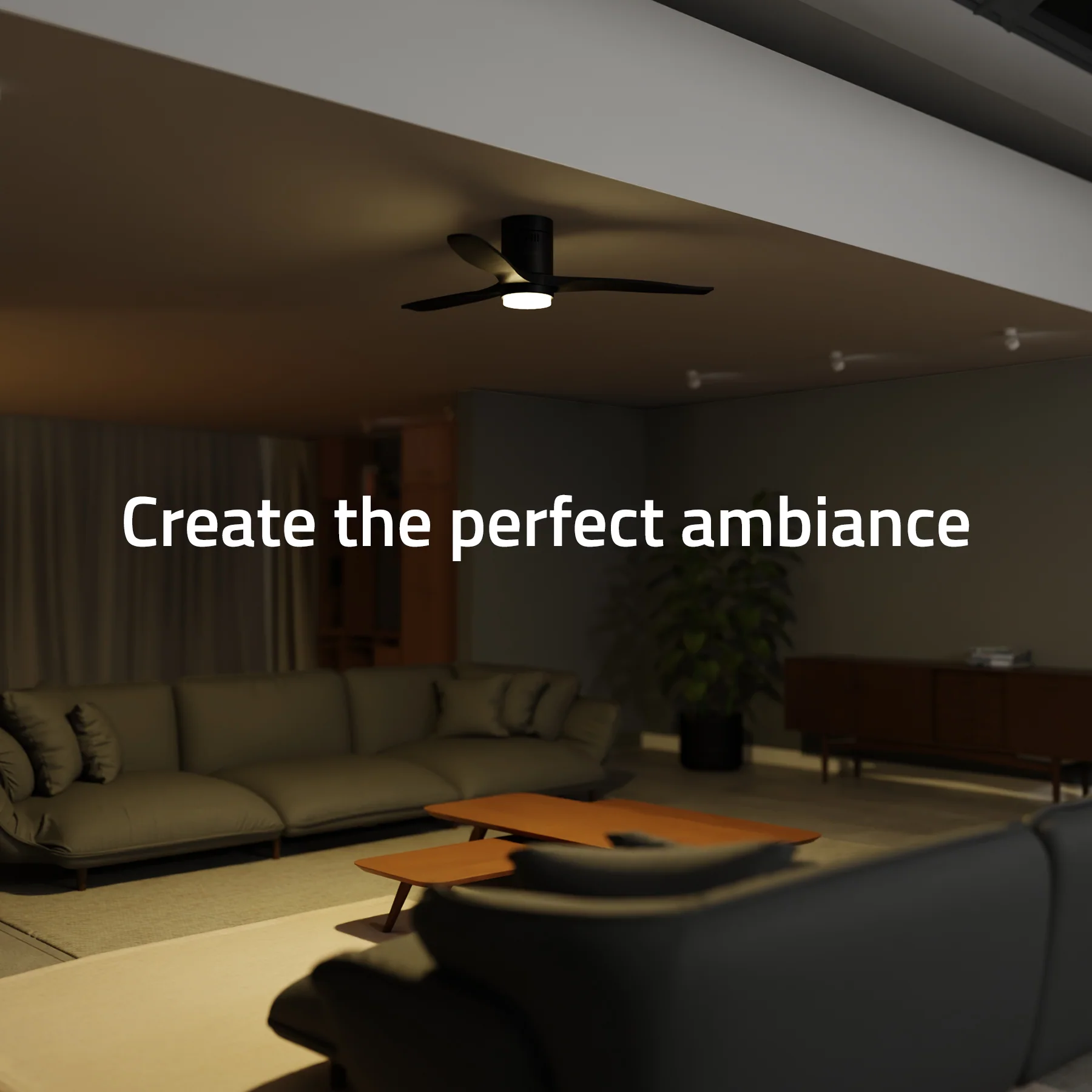 Hombli Smart Ceiling Fan & Light - Black & Black Wood - Image 5