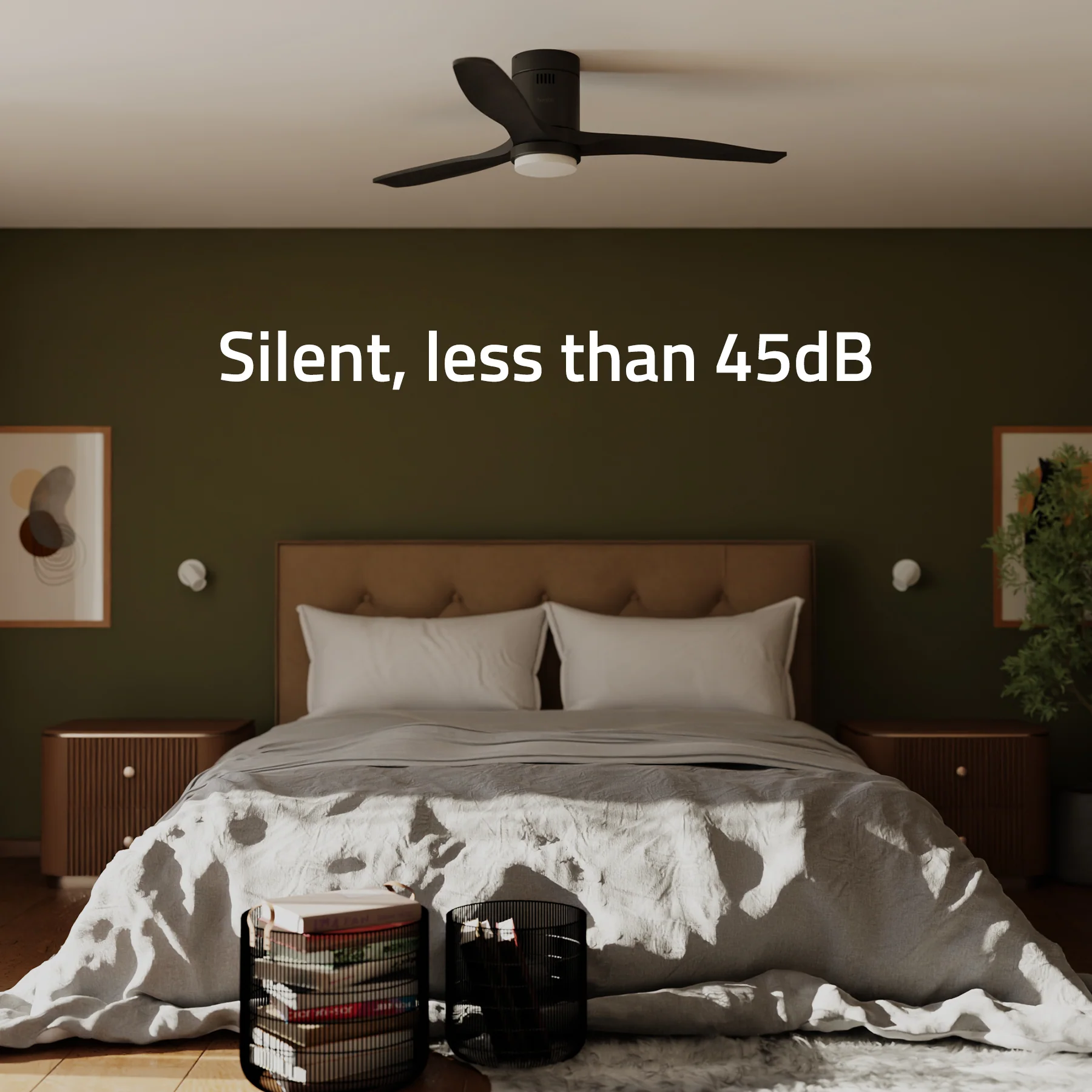 Hombli Smart Ceiling Fan & Light - Black & Black Wood - Image 7