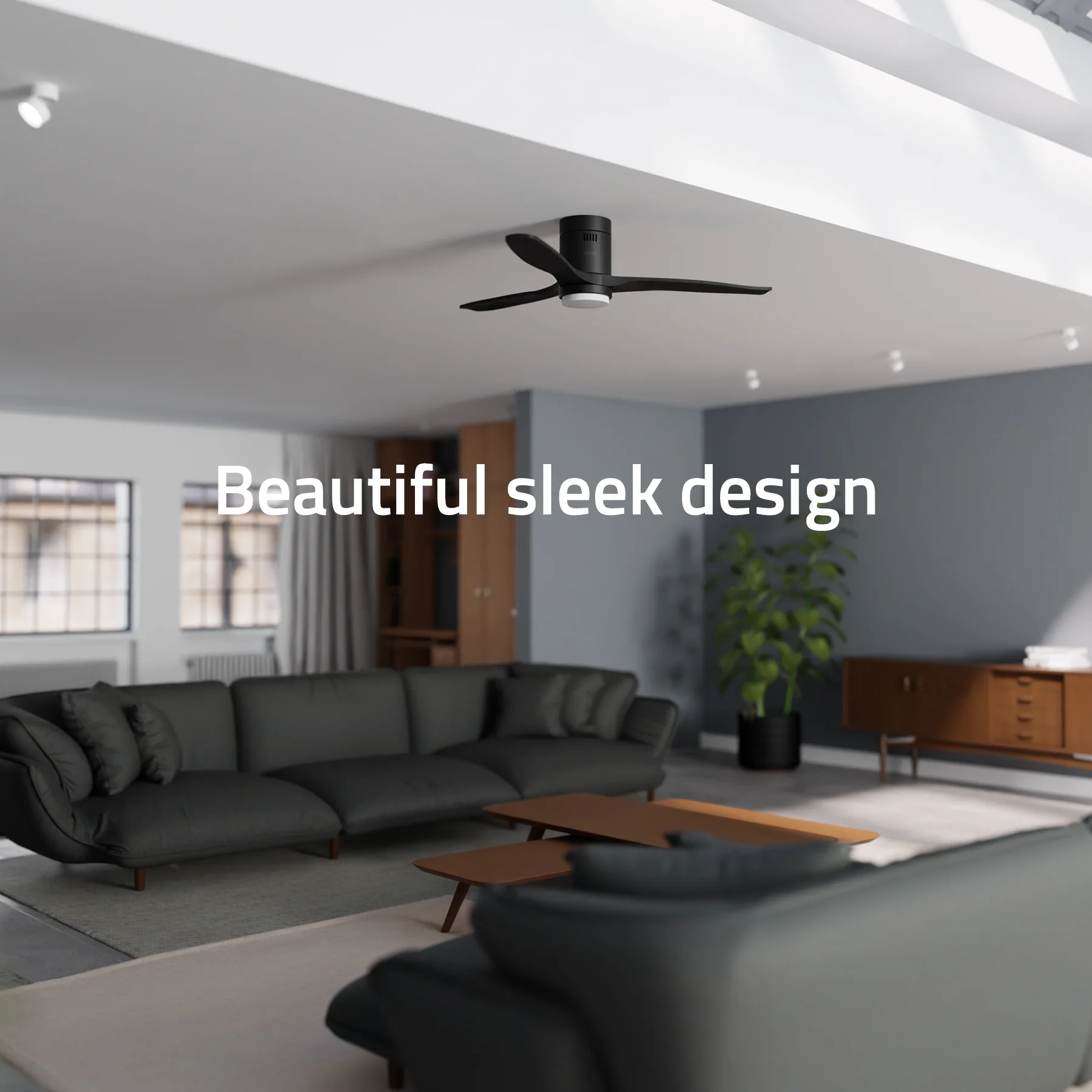Hombli Smart Ceiling Fan & Light - Black & Black Wood - Image 9