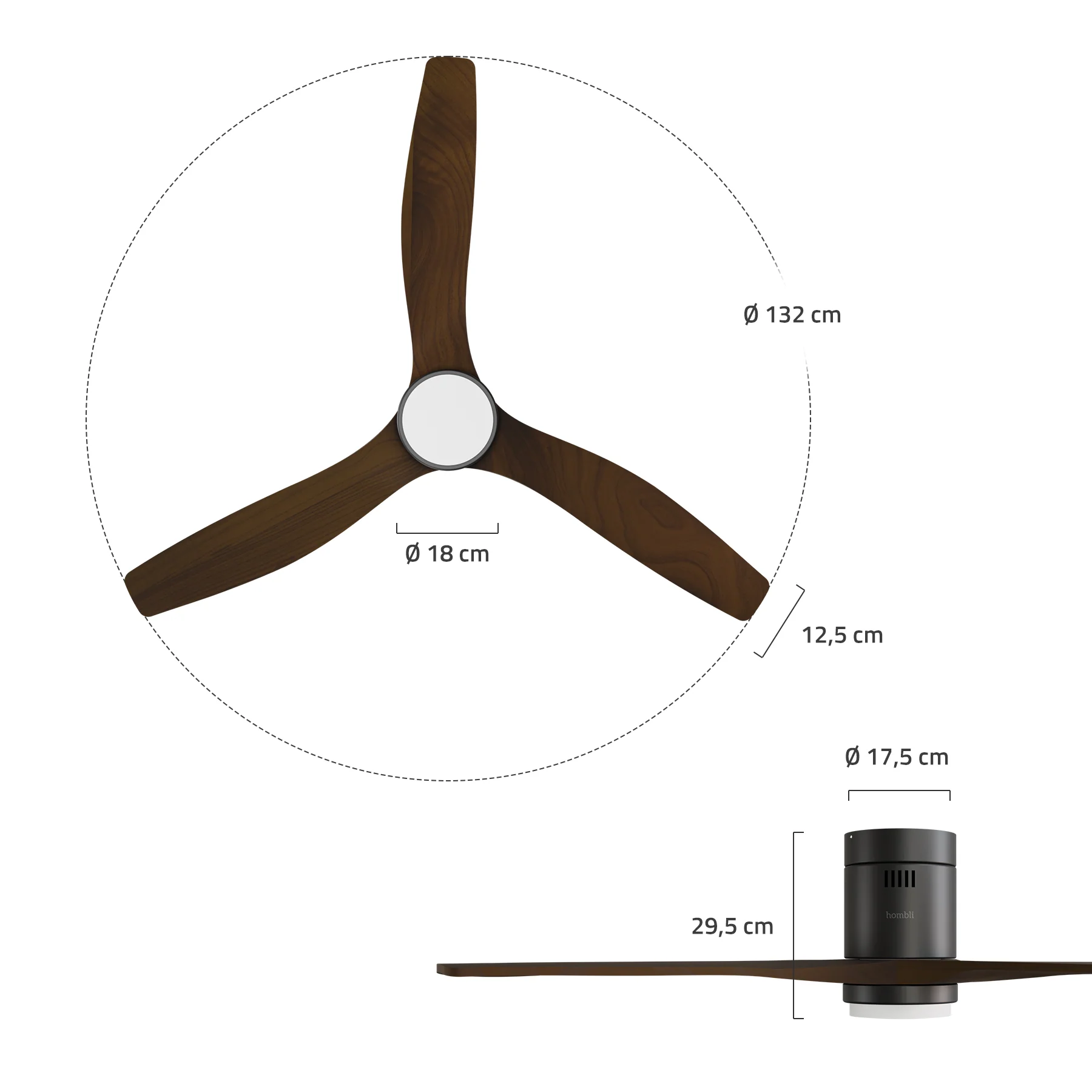 Hombli Smart Ceiling Fan & Light - Black & Dark Wood - Image 11