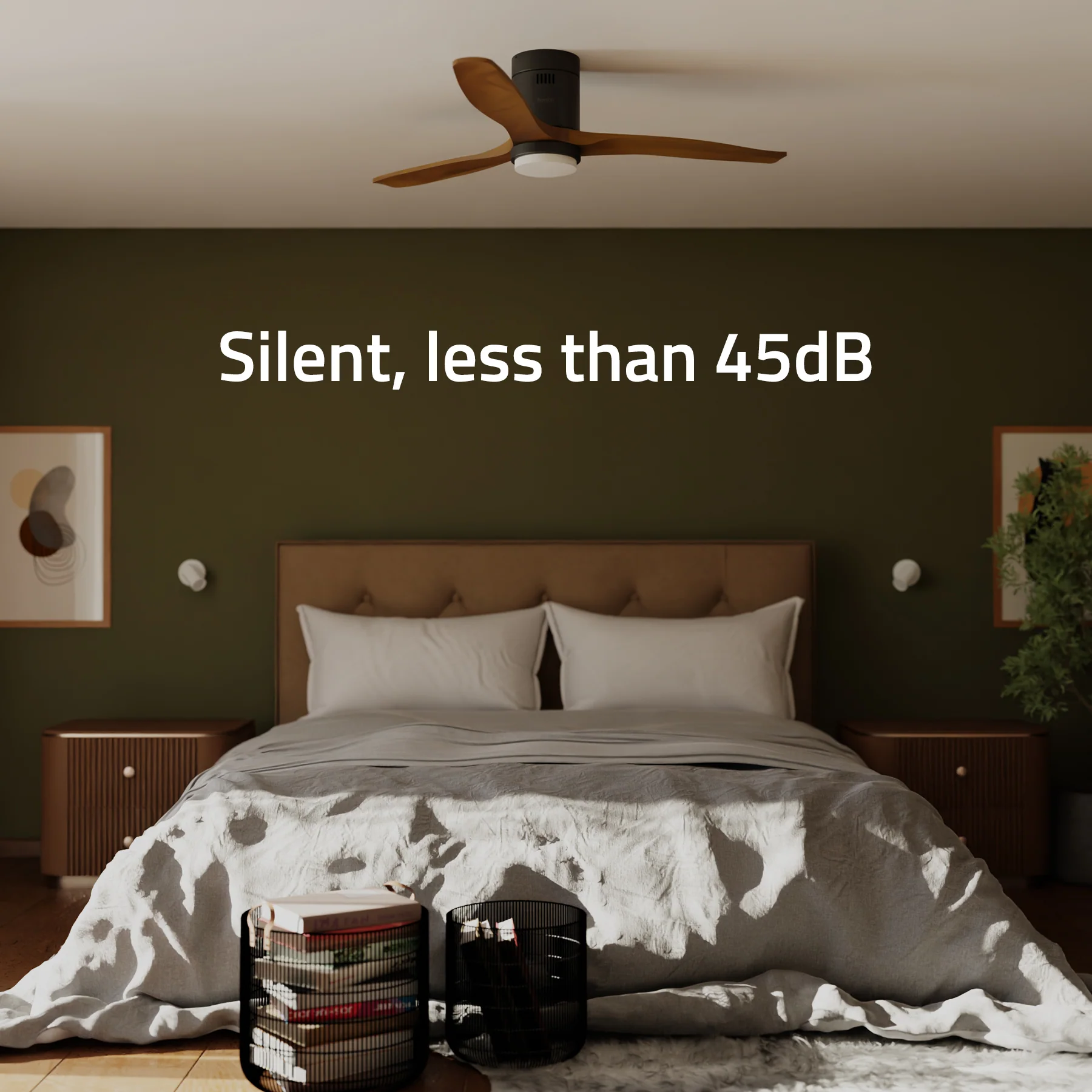Hombli Smart Ceiling Fan & Light - Black & Dark Wood - Image 7