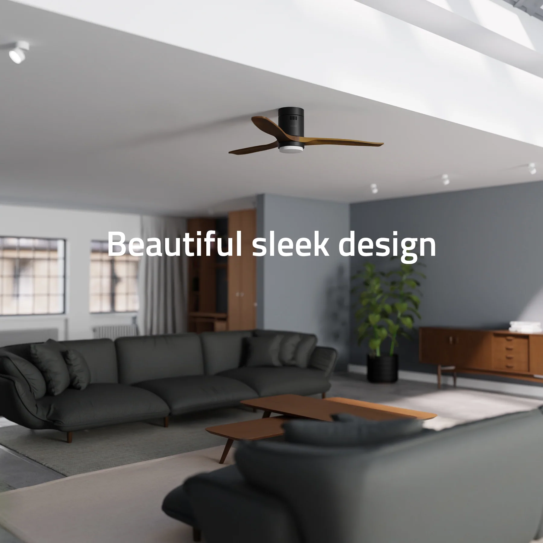 Hombli Smart Ceiling Fan & Light - Black & Dark Wood - Image 9