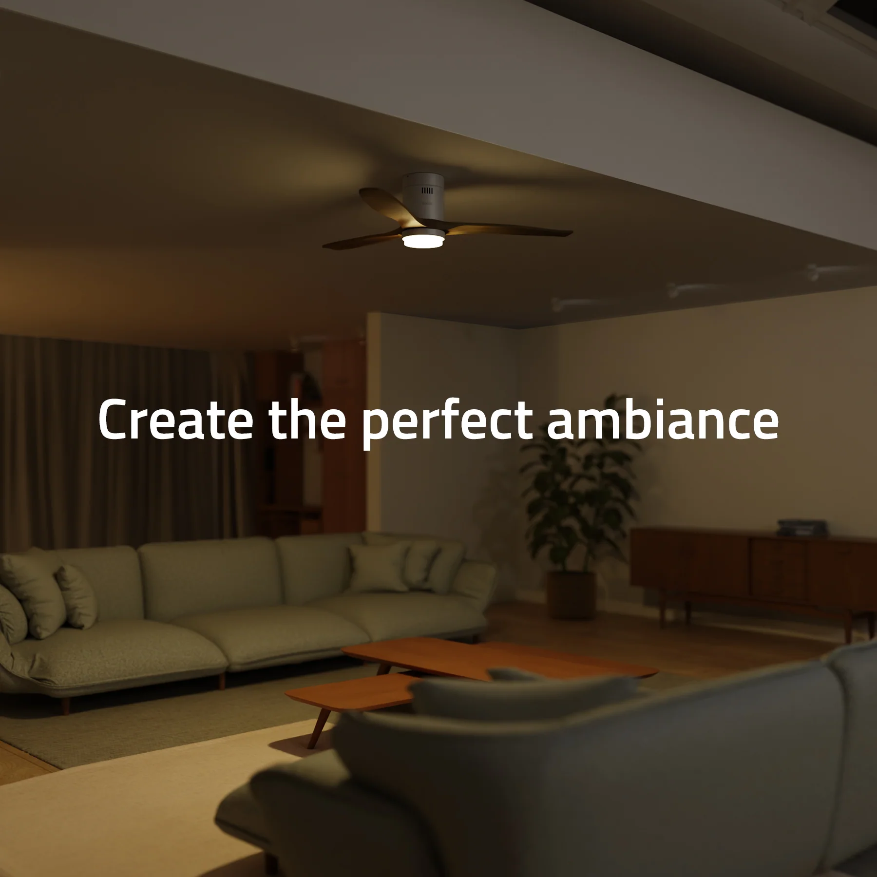 Hombli Smart Ceiling Fan & Light - White & Light Wood - Image 5