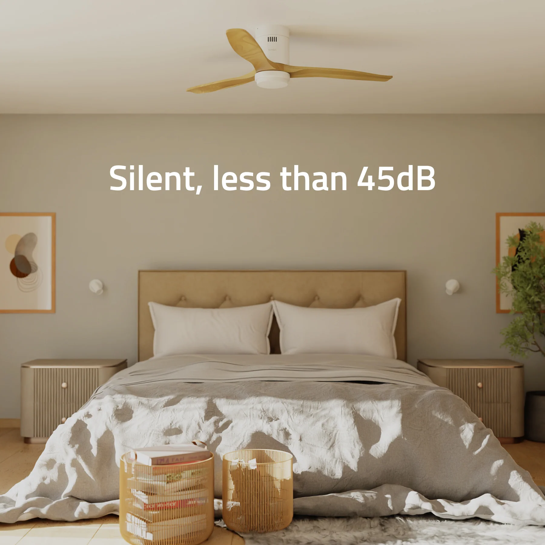 Hombli Smart Ceiling Fan & Light - White & Light Wood - Image 7