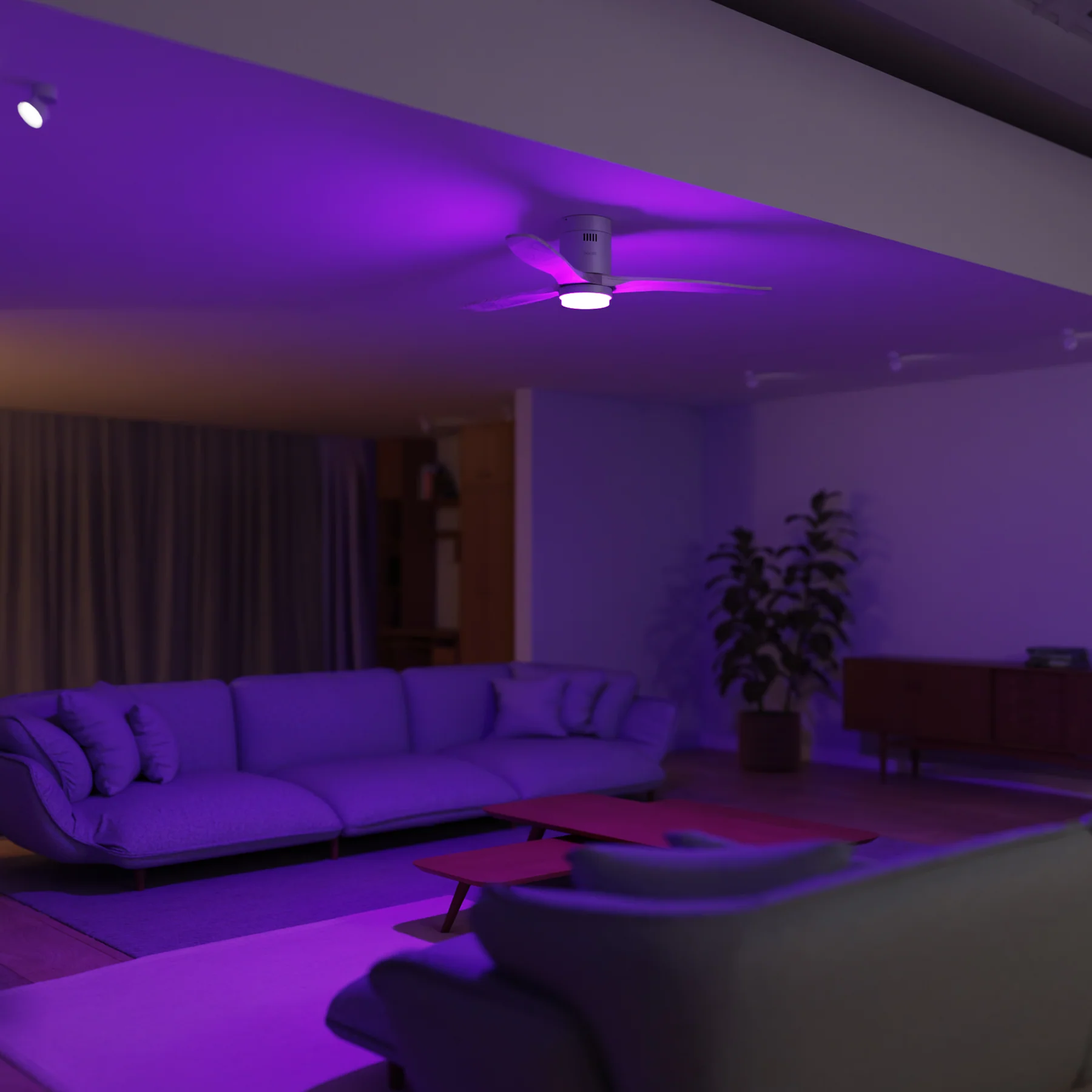 Hombli Smart Ceiling Fan & Light - White & White Wood - Image 10