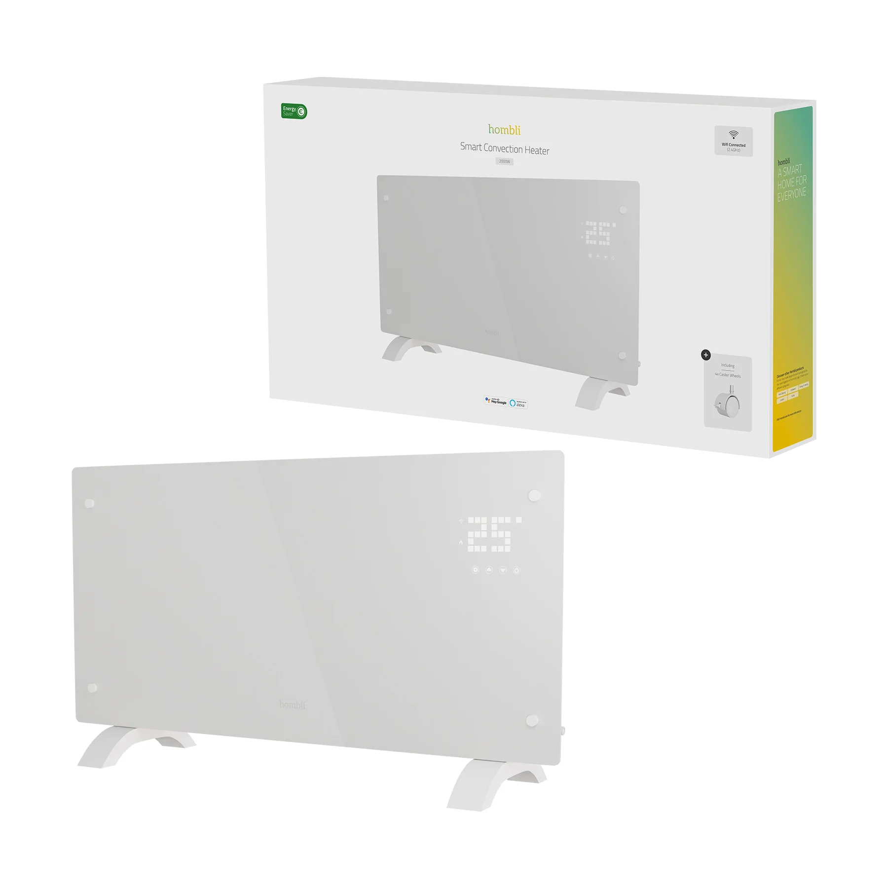 Hombli Smart Convection Heater - 2000W White Glass - Image 11