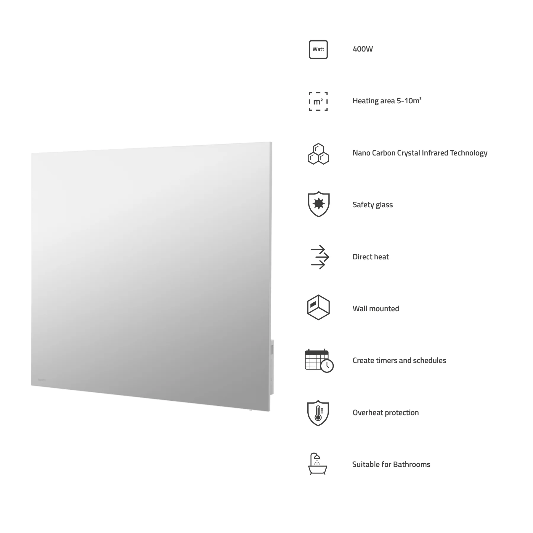 Hombli Smart Infrared Heatpanel 400w - Mirror - Image 6